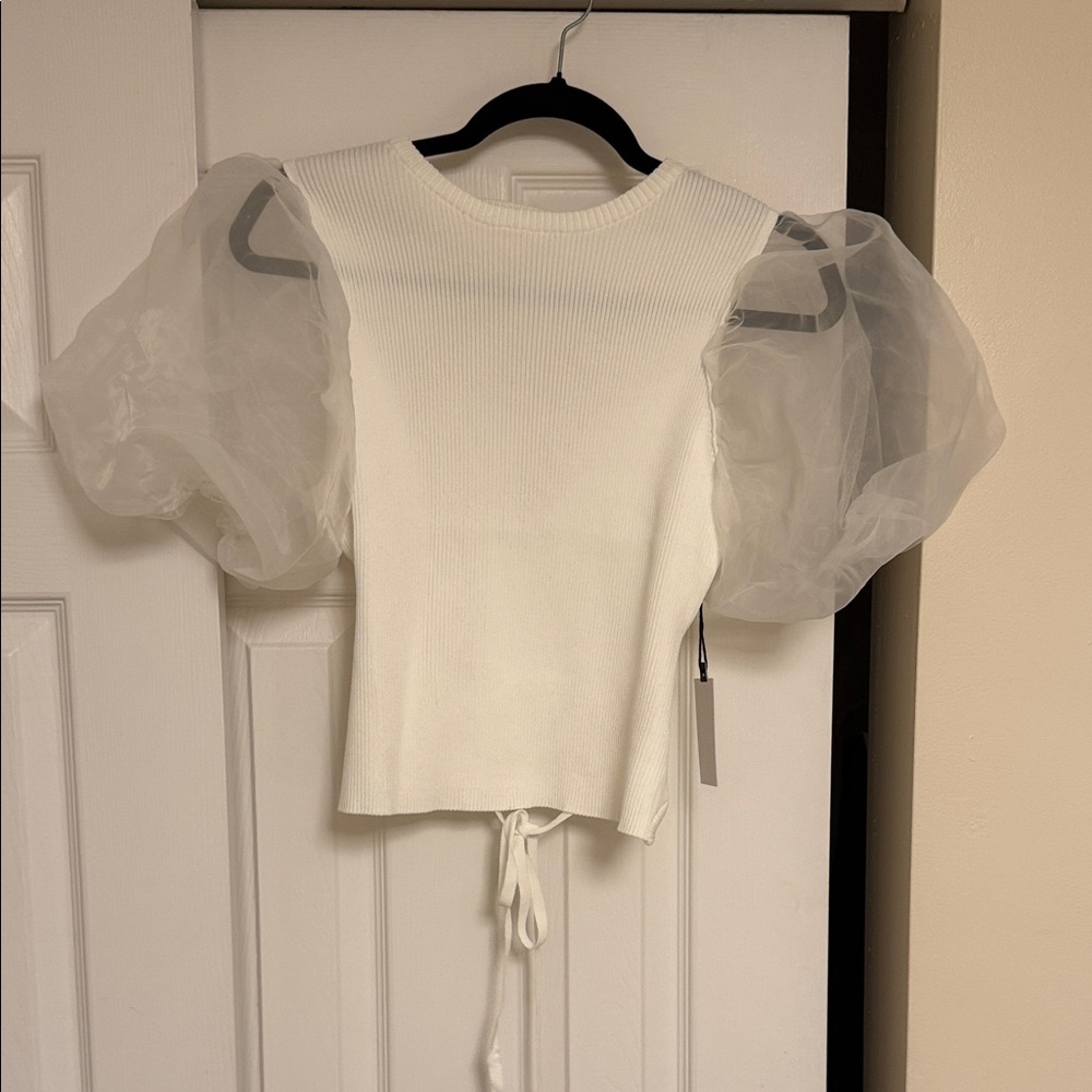 Astr White Puff Sleeve Blouse